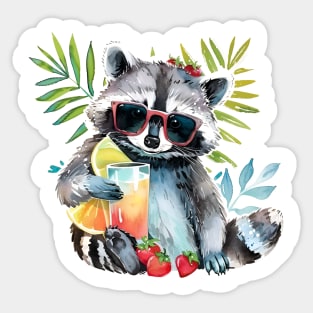 Summertime Raccoon sunglasses Sticker